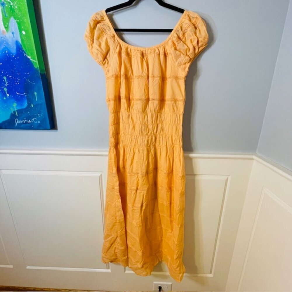 Olivia James The Label Tiered Eyelet Trim Maxi Peasant Dress NWT Size Small - Picture 4 of 10